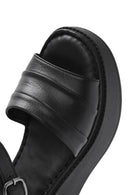 Women's Black Thick Soled Leather Comfort Sandals | Derimod