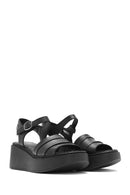 Women's Black Thick Soled Leather Comfort Sandals | Derimod
