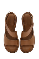 Kadın Taba Bilekten Tokalı Kısa Topuklu Deri Sandalet | Derimod