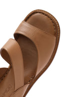 Kadın Taba Bilekten Tokalı Kısa Topuklu Deri Sandalet | Derimod