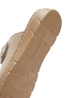 Kadın Bej Çift Bantlı Deri Comfort Terlik | Derimod