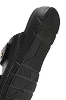 Kadın Siyah Çift Bantlı Deri Comfort Terlik | Derimod