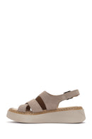 Kadın Vizon Bilekten Tokalı Kalın Tabanlı Süet Deri Comfort Sandalet | Derimod