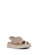 Kadın Vizon Bilekten Tokalı Kalın Tabanlı Süet Deri Comfort Sandalet | Derimod