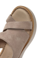 Kadın Vizon Bilekten Tokalı Kalın Tabanlı Süet Deri Comfort Sandalet | Derimod