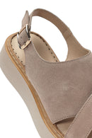 Kadın Vizon Bilekten Tokalı Kalın Tabanlı Süet Deri Comfort Sandalet | Derimod