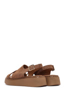 Kadın Pudra Bilekten Tokalı Kalın Tabanlı Süet Deri Comfort Sandalet | Derimod