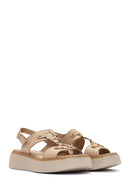 Kadın Krem Bilekten Tokalı Kalın Tabanlı Deri Comfort Sandalet | Derimod