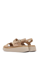 Kadın Krem Bilekten Tokalı Kalın Tabanlı Deri Comfort Sandalet | Derimod