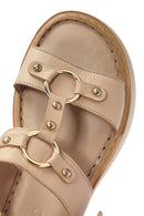 Kadın Krem Bilekten Tokalı Kalın Tabanlı Deri Comfort Sandalet | Derimod