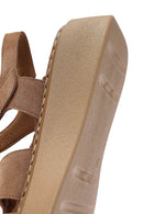 Kadın Pudra Bilekten Tokalı Kalın Tabanlı Süet Deri Comfort Sandalet | Derimod