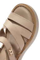 Kadın Bej Bilekten Bağlamalı Kalın Tabanlı Deri Comfort Sandalet | Derimod