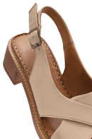 Kadın Bej Bilekten Tokalı Kısa Topuklu Deri Sandalet | Derimod