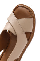 Kadın Bej Bilekten Tokalı Kısa Topuklu Deri Sandalet | Derimod