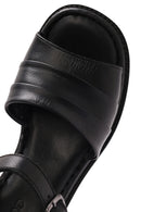 Women's Black Ankle Strap Thick Heel Leather Sandals | Derimod