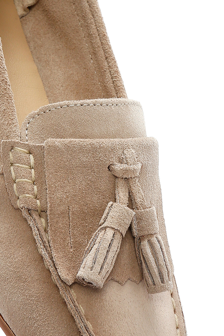Women's Beige Suede Leather Masculine Loafer