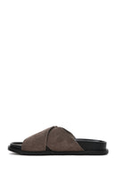Women's Mink Buckled Suede Leather Slippers | Derimod