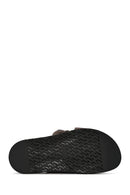 Women's Mink Buckled Suede Leather Slippers | Derimod