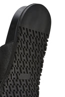 Women's Black Buckle Leather Slippers | Derimod