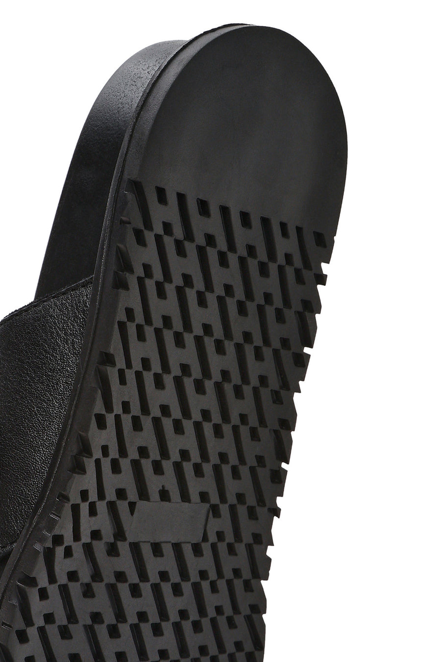 Women's Black Buckle Leather Slippers