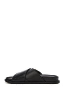 Women's Black Buckle Leather Slippers | Derimod