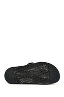 Women's Black Buckle Leather Slippers | Derimod