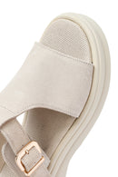 Kadın Bej Tokalı Süet Deri Terlik | Derimod