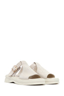 Kadın Bej Tokalı Süet Deri Terlik | Derimod