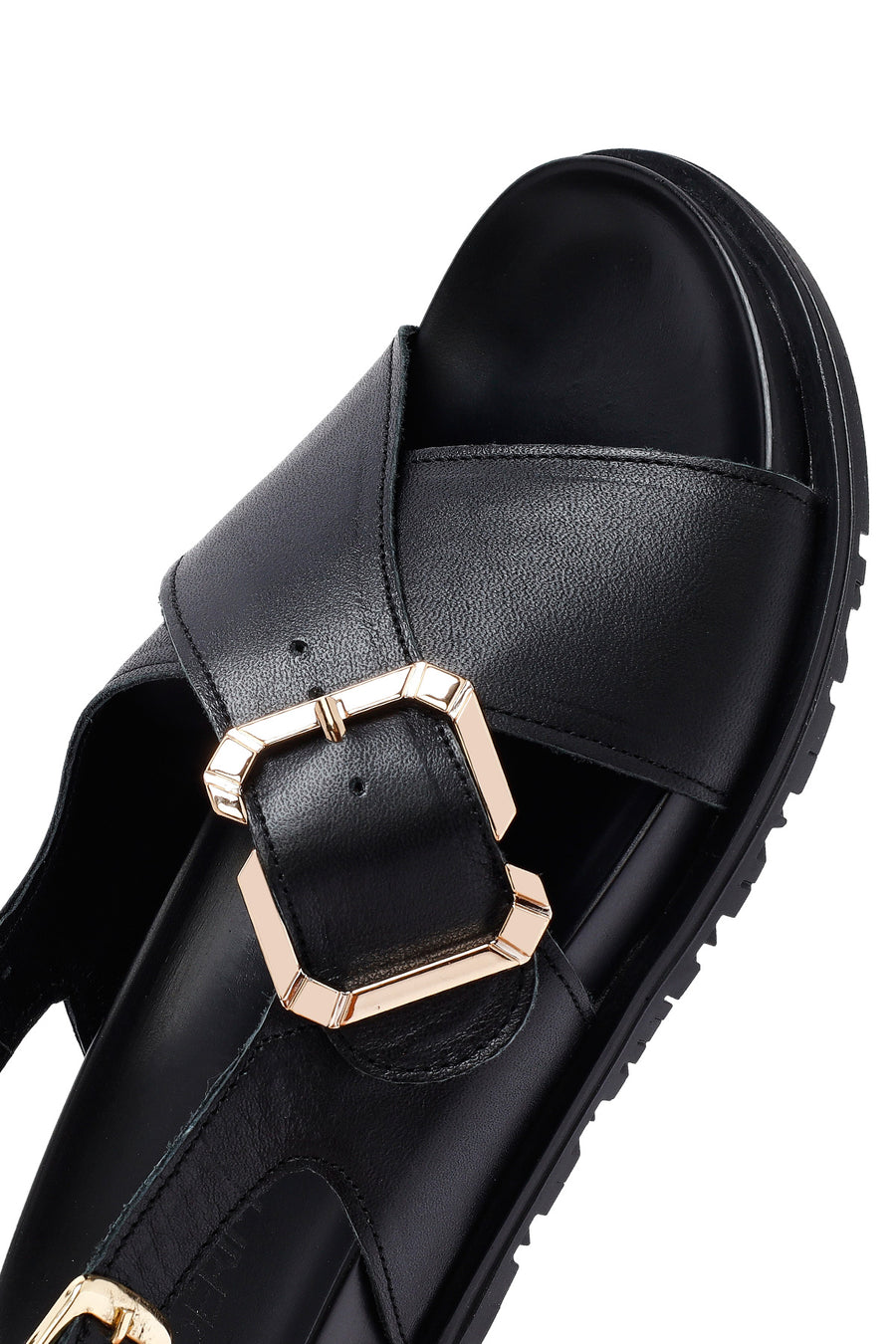 
Women's Black Buckled Leather Sandal
