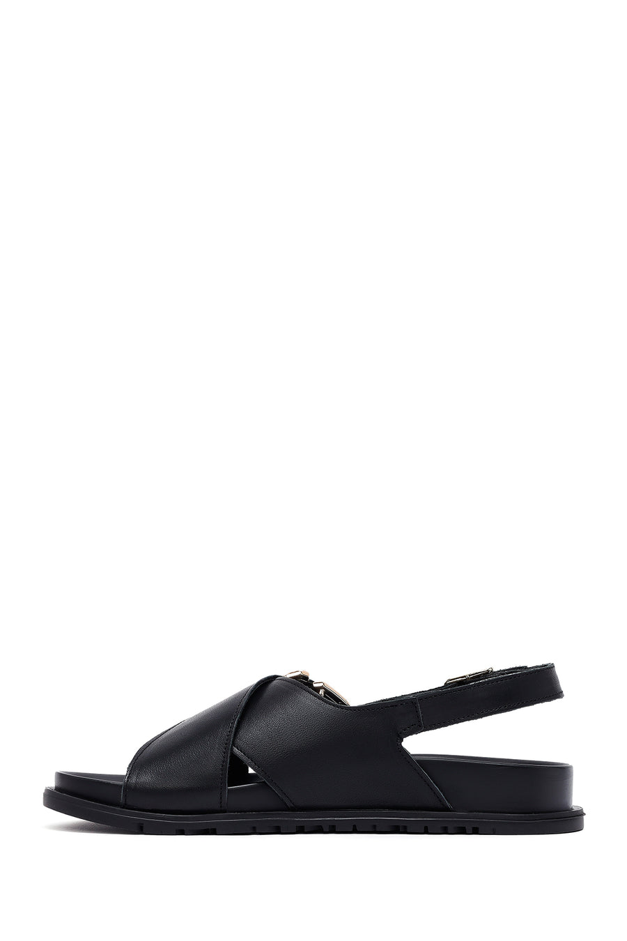 
Women's Black Buckled Leather Sandal
