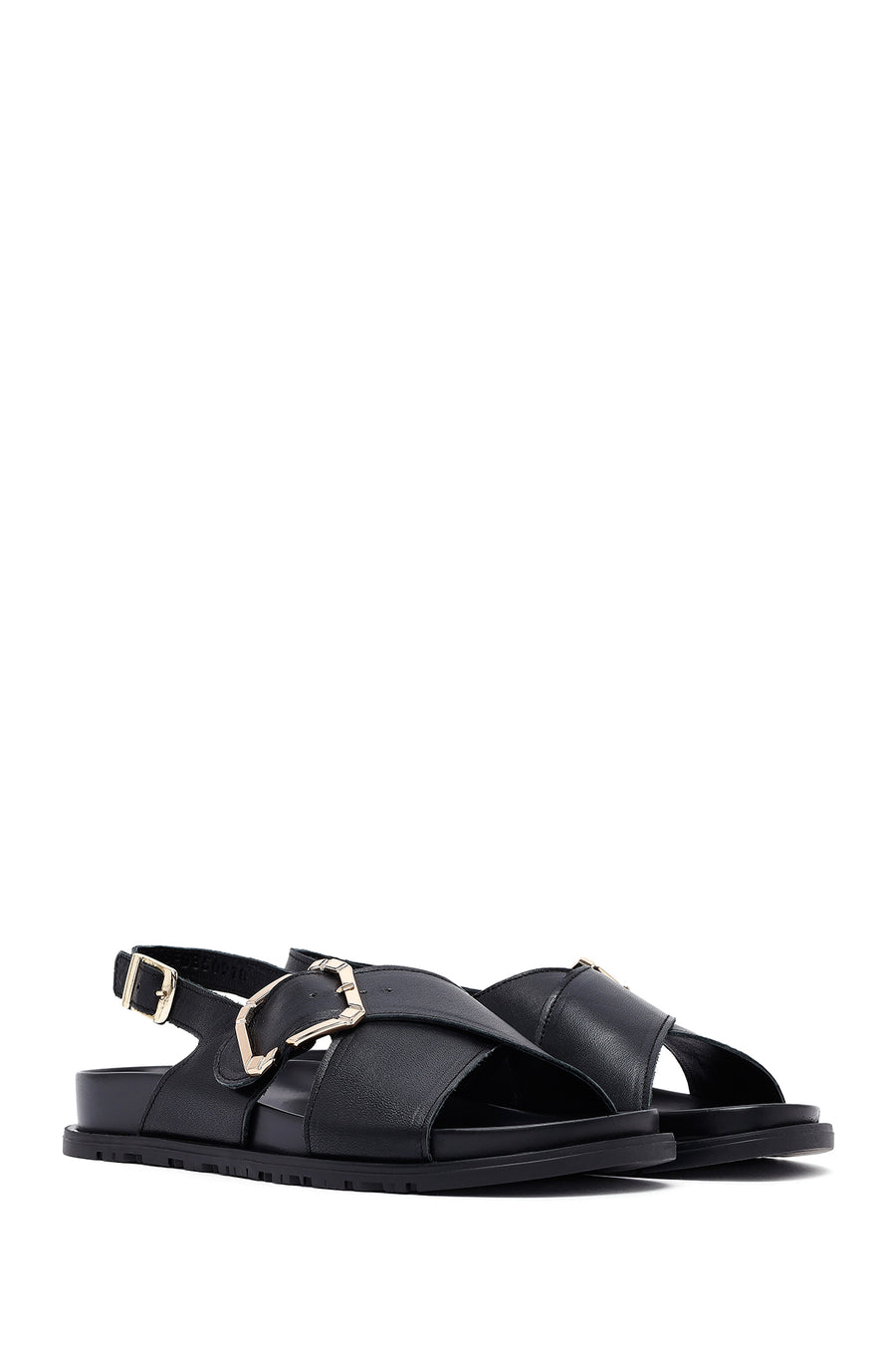 
Women's Black Buckled Leather Sandal
