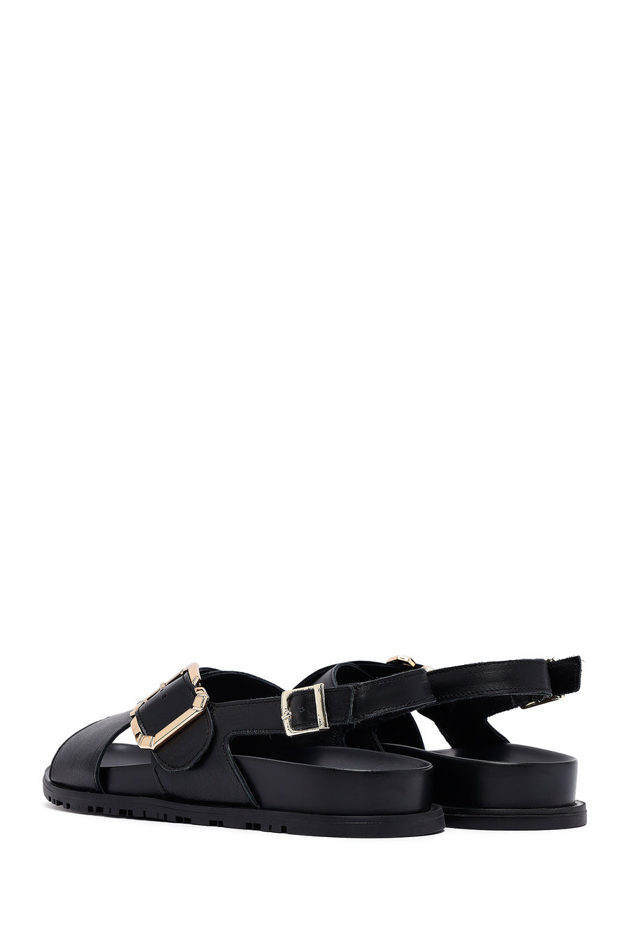 
Women's Black Buckled Leather Sandal
