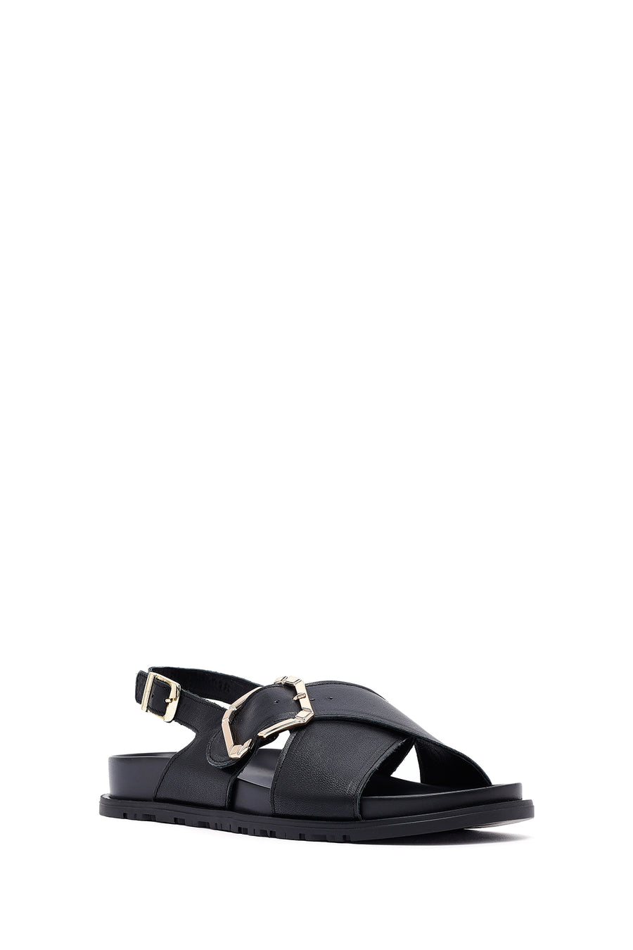 
Women's Black Buckled Leather Sandal
