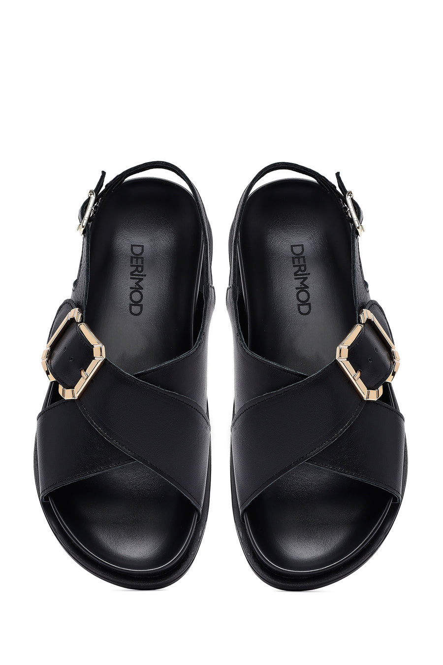 
Women's Black Buckled Leather Sandal
