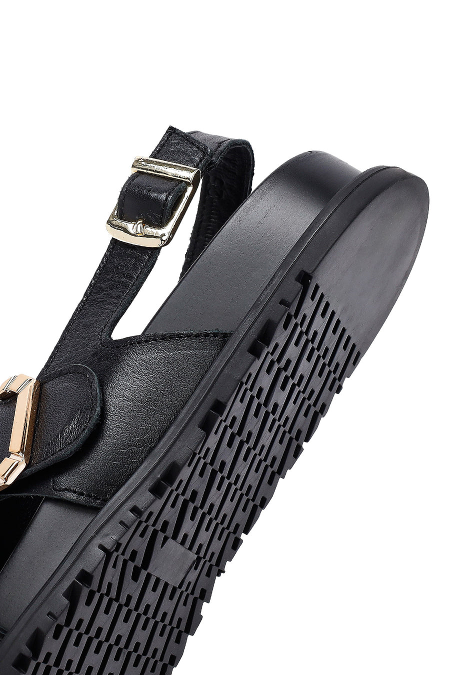 
Women's Black Buckled Leather Sandal
