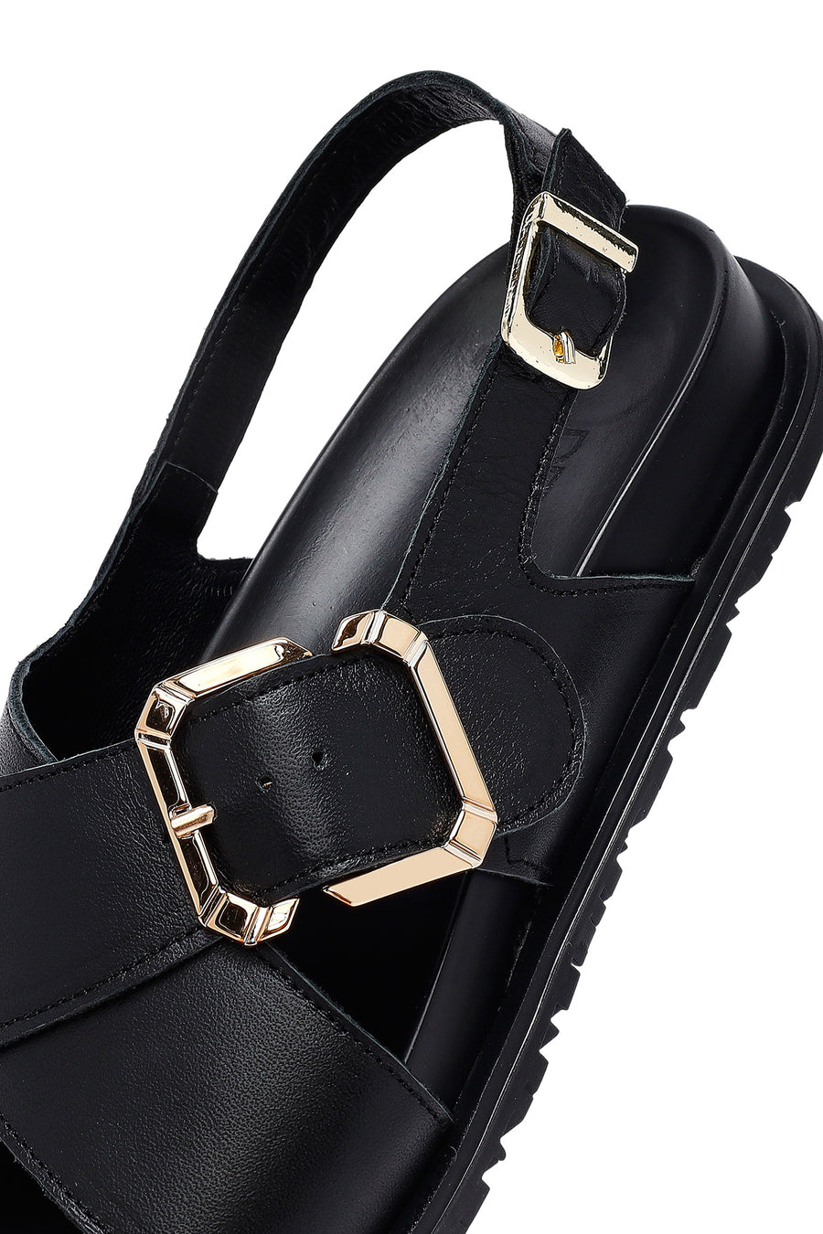 
Women's Black Buckled Leather Sandal
