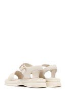 Kadın Bej Bilekten Tokalı Deri Sandalet | Derimod