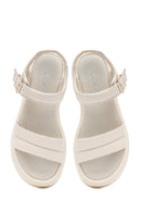 Kadın Bej Bilekten Tokalı Deri Sandalet | Derimod