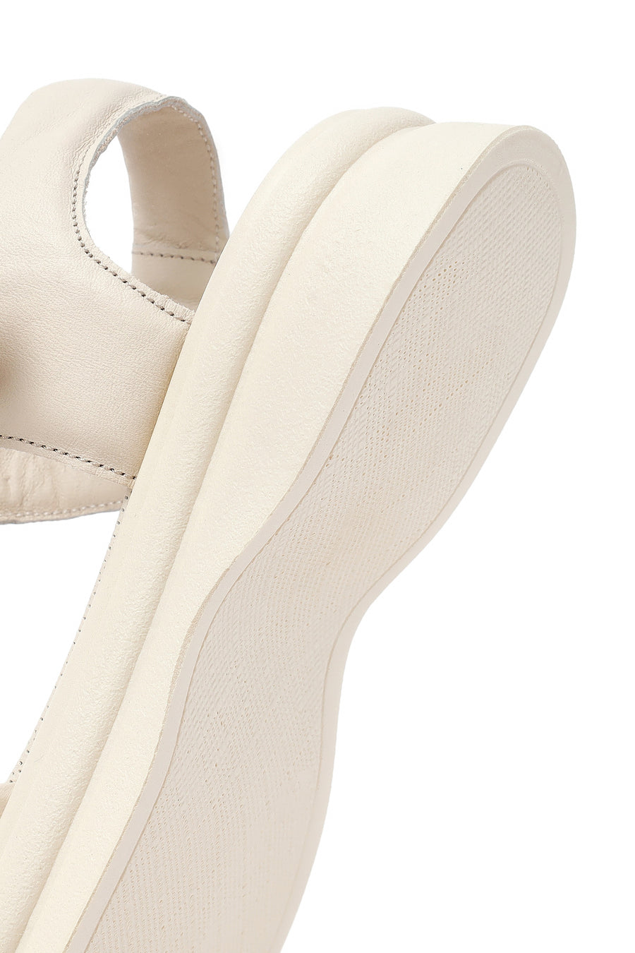 Women's Beige Leather Ankle Buckle Sandals