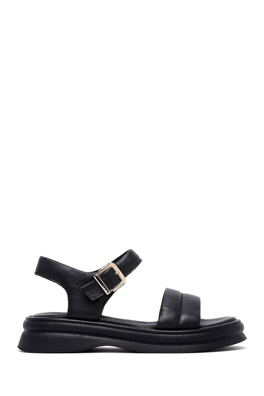 Women's Black Leather Ankle Buckle Sandals 25SFD351118 | Derimod