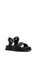 Kadın Siyah Bilekten Tokalı Deri Sandalet | Derimod