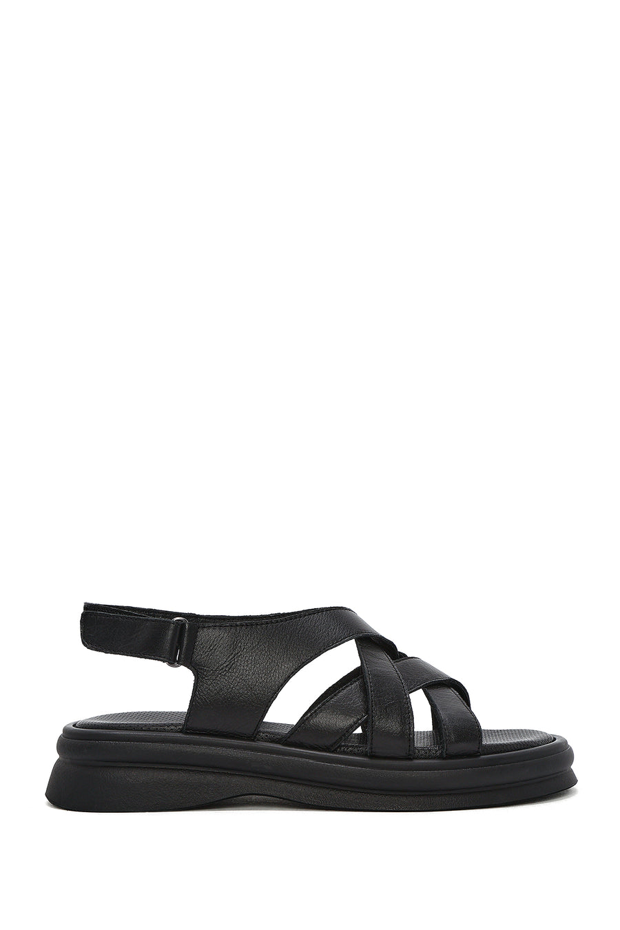 Women's Black Back Strap Leather Sandals 25SFD351218 | Derimod