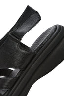 Kadın Siyah Arkası Bantlı Deri Sandalet | Derimod