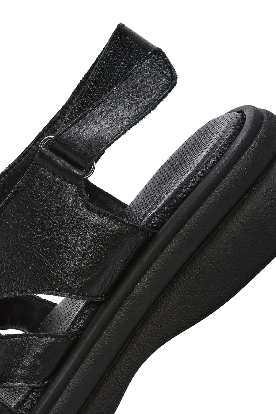 Women's Black Back Strap Leather Sandals