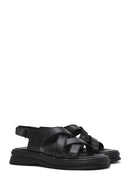 Kadın Siyah Arkası Bantlı Deri Sandalet | Derimod