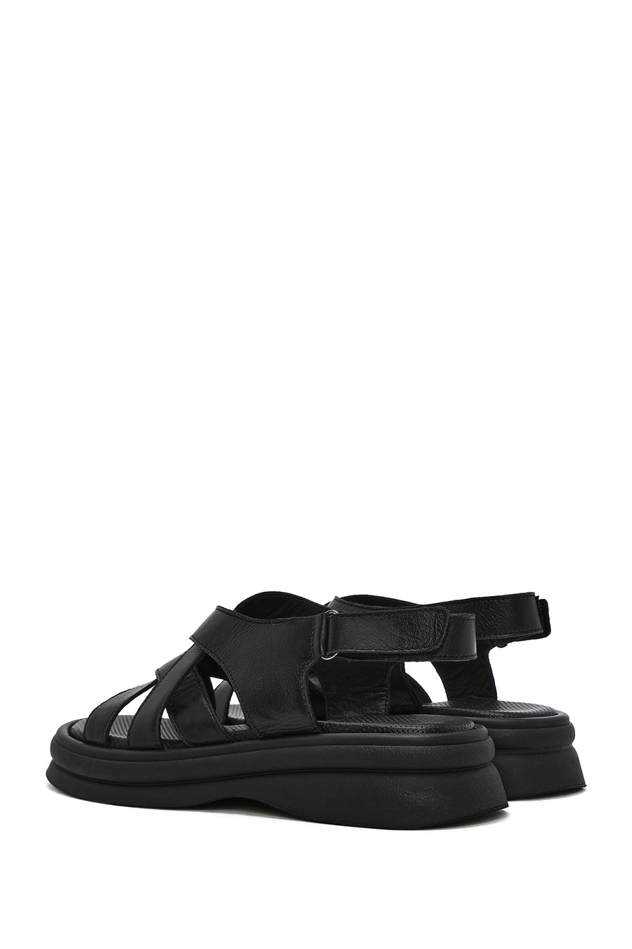 Women's Black Back Strap Leather Sandals