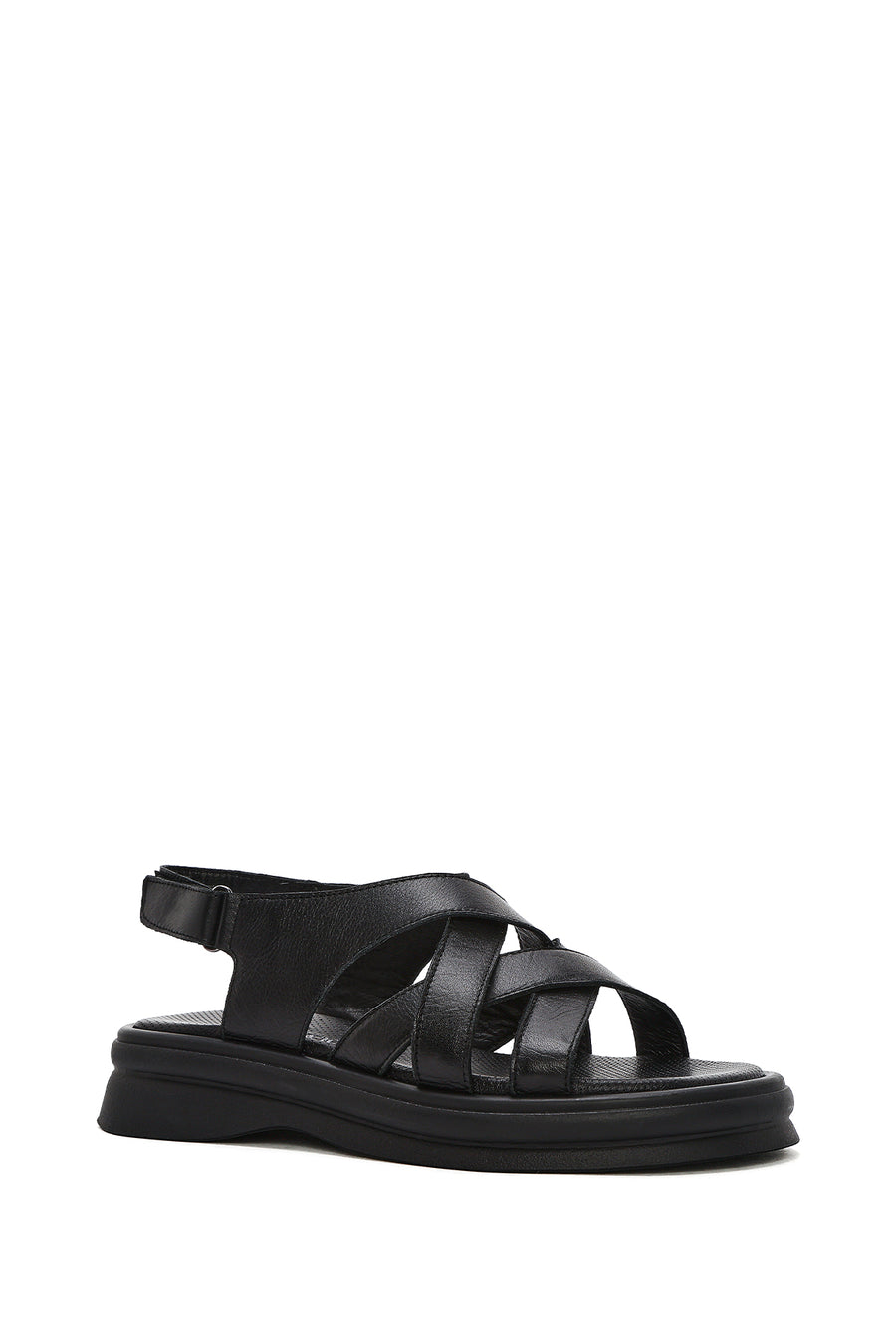 Women's Black Back Strap Leather Sandals