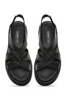 Kadın Siyah Arkası Bantlı Deri Sandalet | Derimod