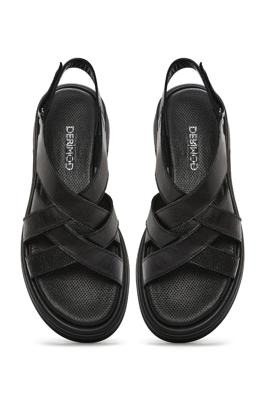 Women's Black Back Strap Leather Sandals