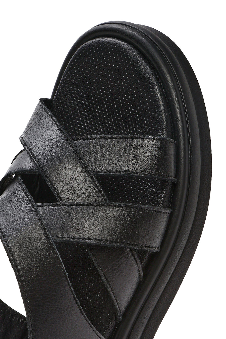 Women's Black Back Strap Leather Sandals